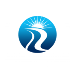 around river city logo with white text